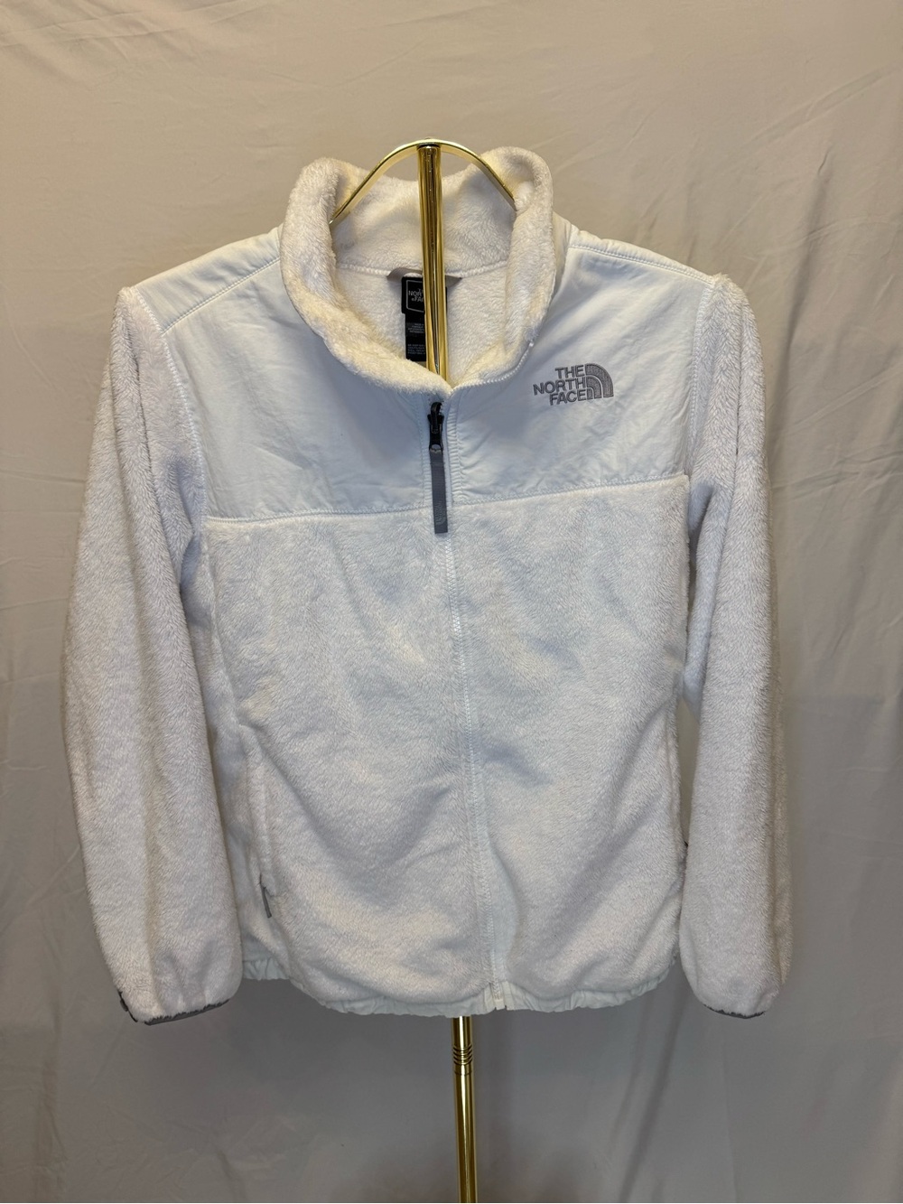 The North Face Girls White Teddy Fleece Jacket - Zip Front